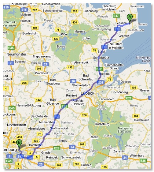 Itinéraire Thomsdorf Hambourg